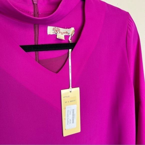 ARYEH Electric Magenta Ruffle Sleeve Blouse - Picture 5 of 8